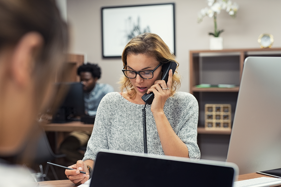 woman on the phone in office